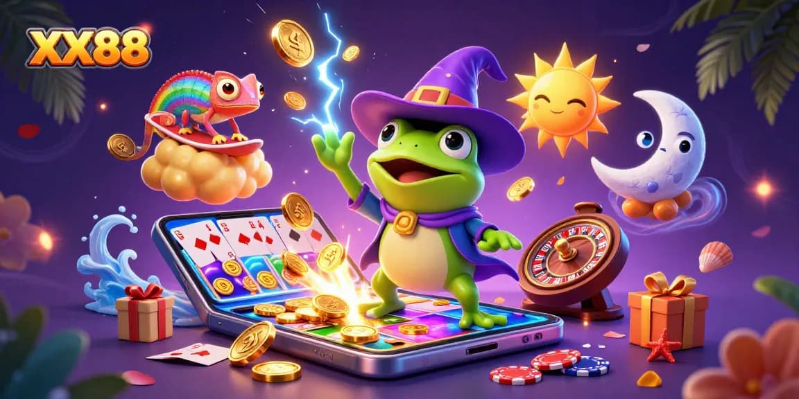Win big with XX88's exciting gaming adventures featuring interactive golden coins and vibrant characters.