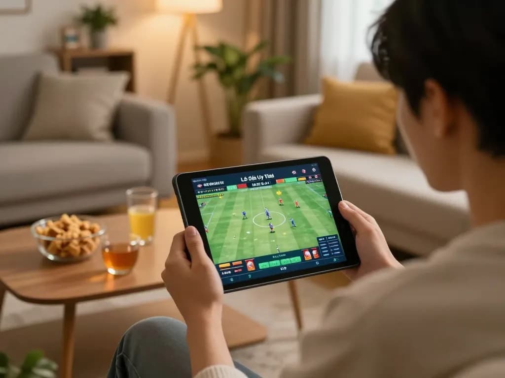 Lô Đề Uy Tín online betting action on a tablet in a cozy home atmosphere