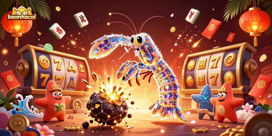 Engage in thrilling bets with keonhacai as a galactic samurai mantis shrimp conquers a golden jackpot.