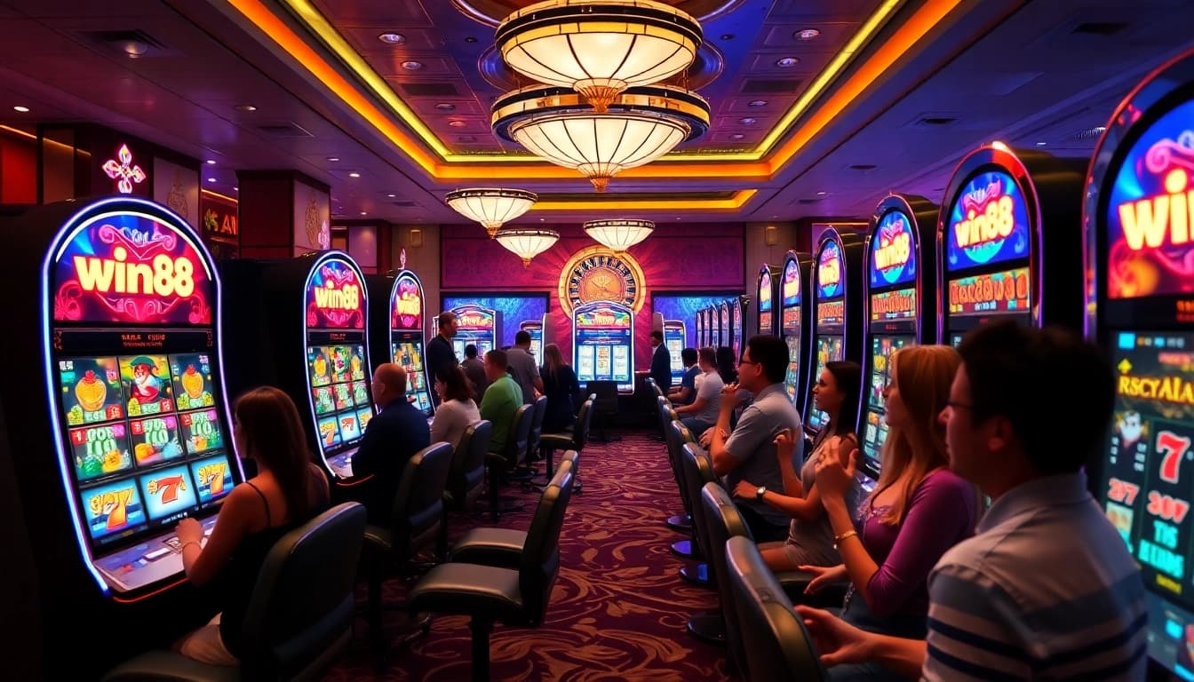Experience thrilling gameplay at win88 with vibrant slot machines and engaging players.