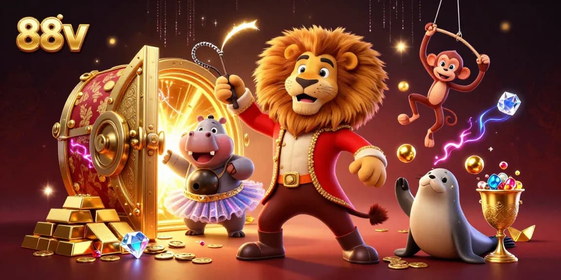 Spin and win at 88vv with a vibrant casino-themed illustration showcasing excitement and rewards.