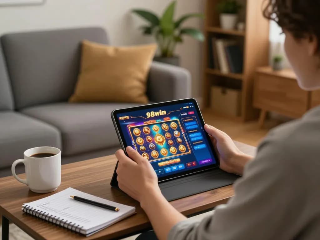 Engage with the 98win casino app for exciting online slot gameplay in a cozy setting