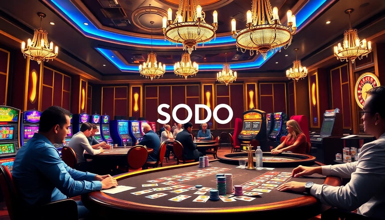 SODO Casino gameplay showcasing intense poker action in a vibrant and luxurious setting.