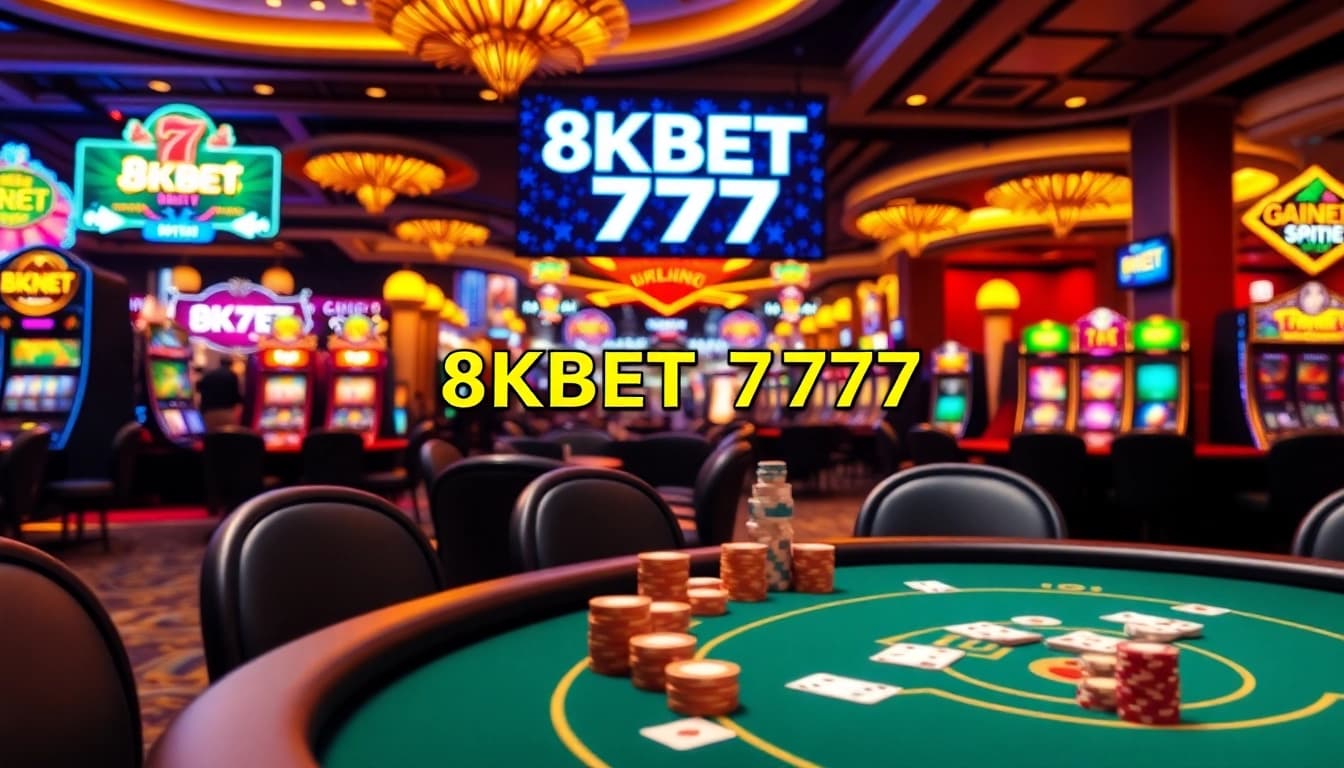 Engage in exciting gaming at 8KBET 7777 with vibrant slots and luxurious poker tables.