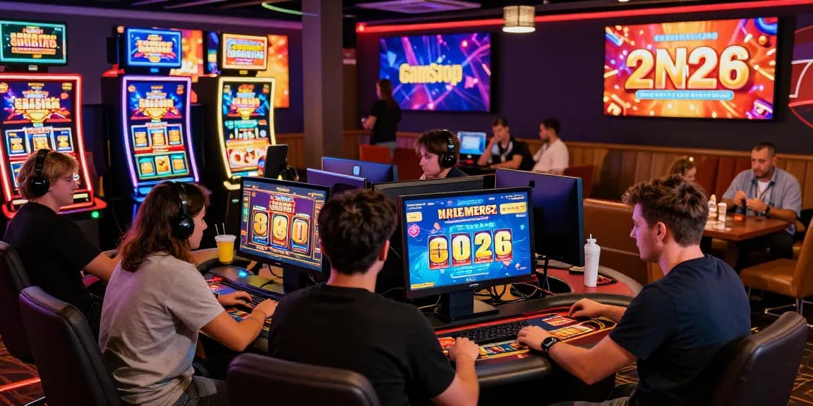 Engaging scene of players enjoying uk casinos not on gamstop in a vibrant casino setting with dynamic games.