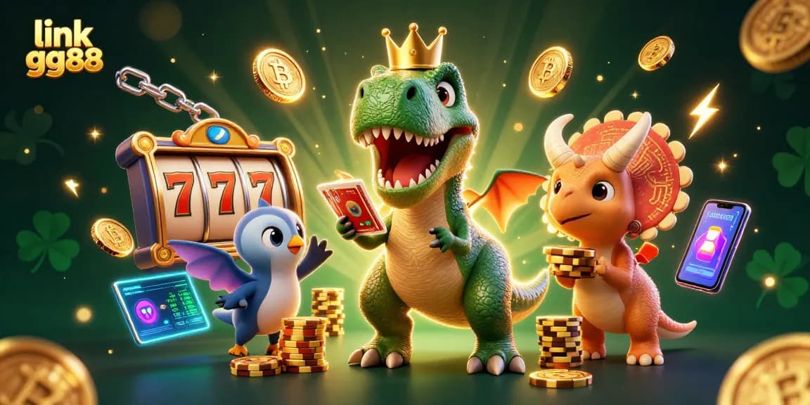 Experience online slots with link gg88 as T-Rex shuffles cards and wins golden chips.