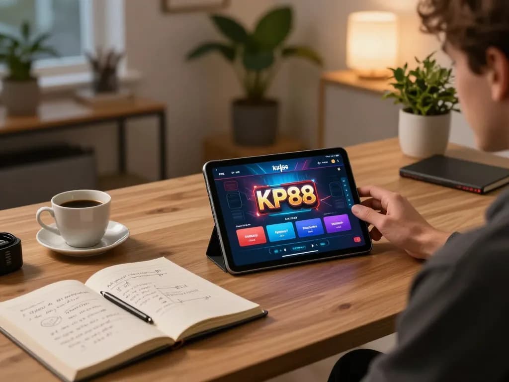 player strategizing on KP88 casino app during cozy evening at home