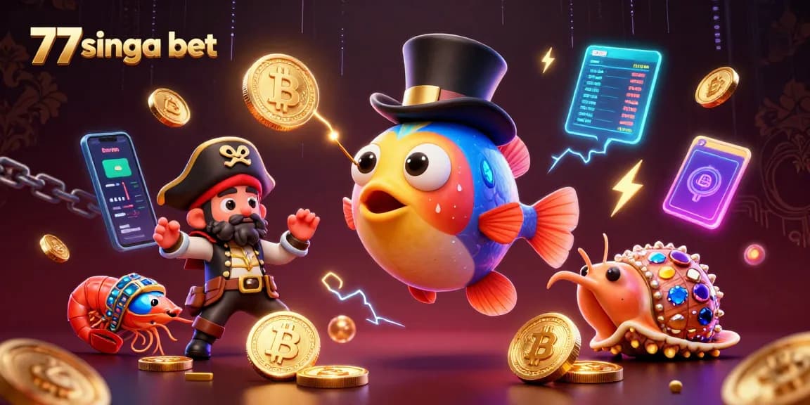 Nikmati petualangan mendebarkan dengan 77singa bet sambil menjelajahi pemandangan kasino bawah air yang penuh warna dengan koin emas dan elemen kripto.