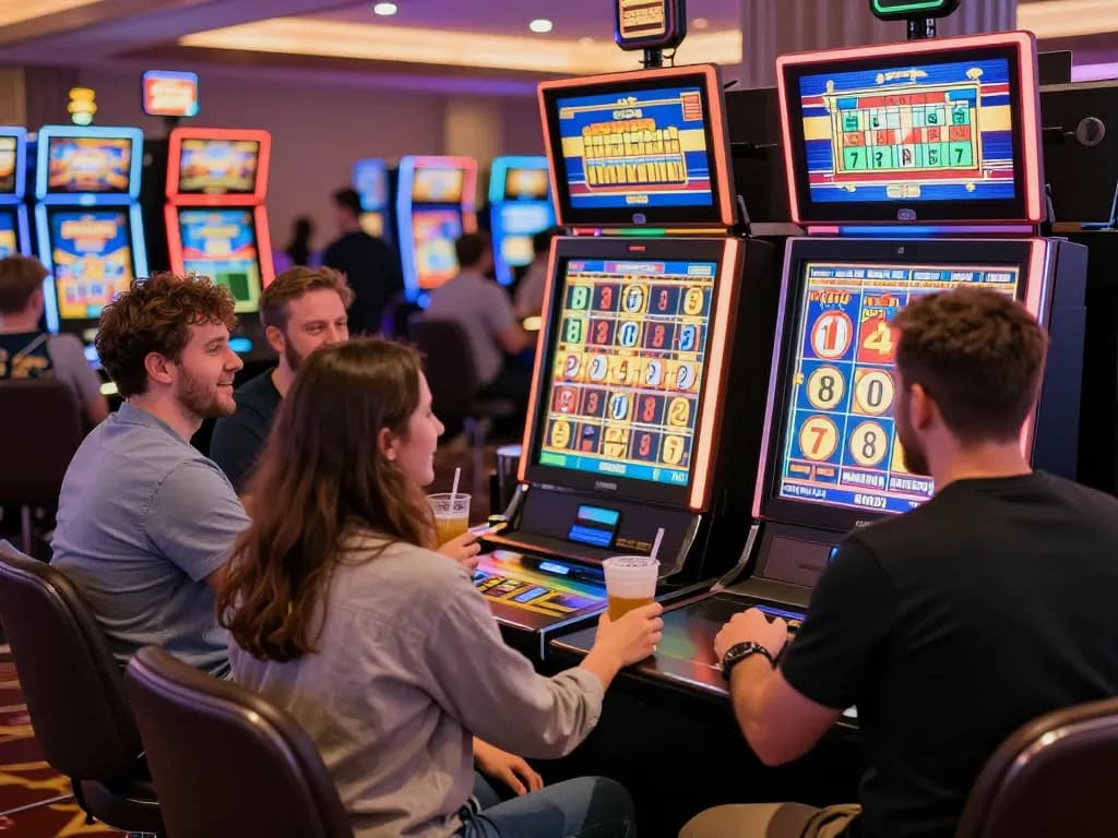 Players enjoying exciting slot machines at MM88 casino, showcasing vibrant gameplay action.