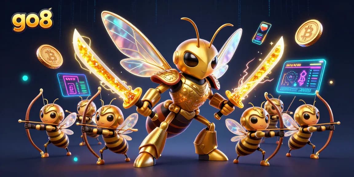 Engage in the vibrant world of go8 gaming featuring powerful characters in a captivating 3D scene.