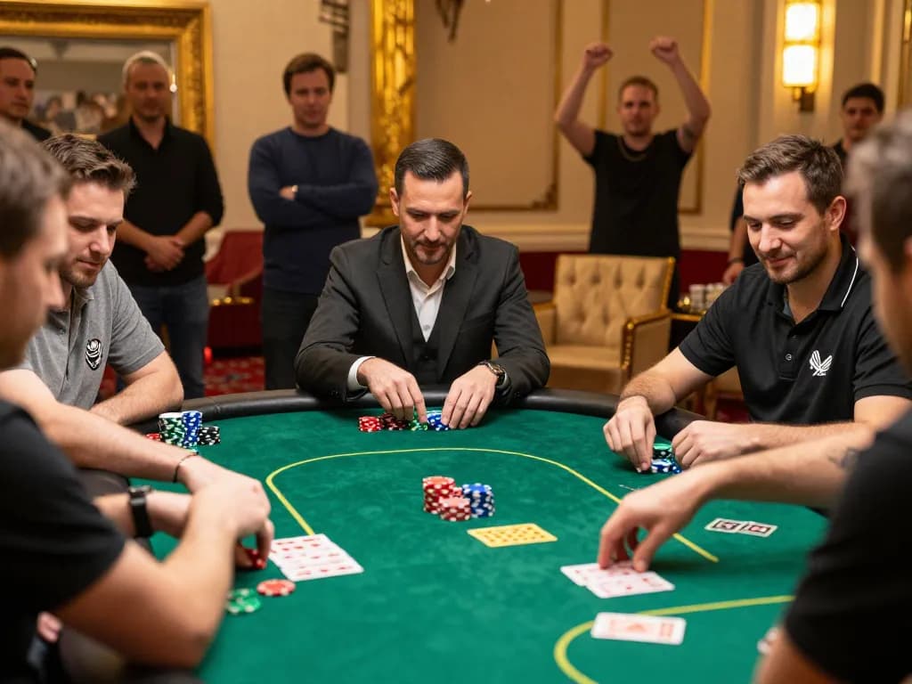 hitclub players strategizing during an exciting poker tournament in a vibrant casino atmosphere