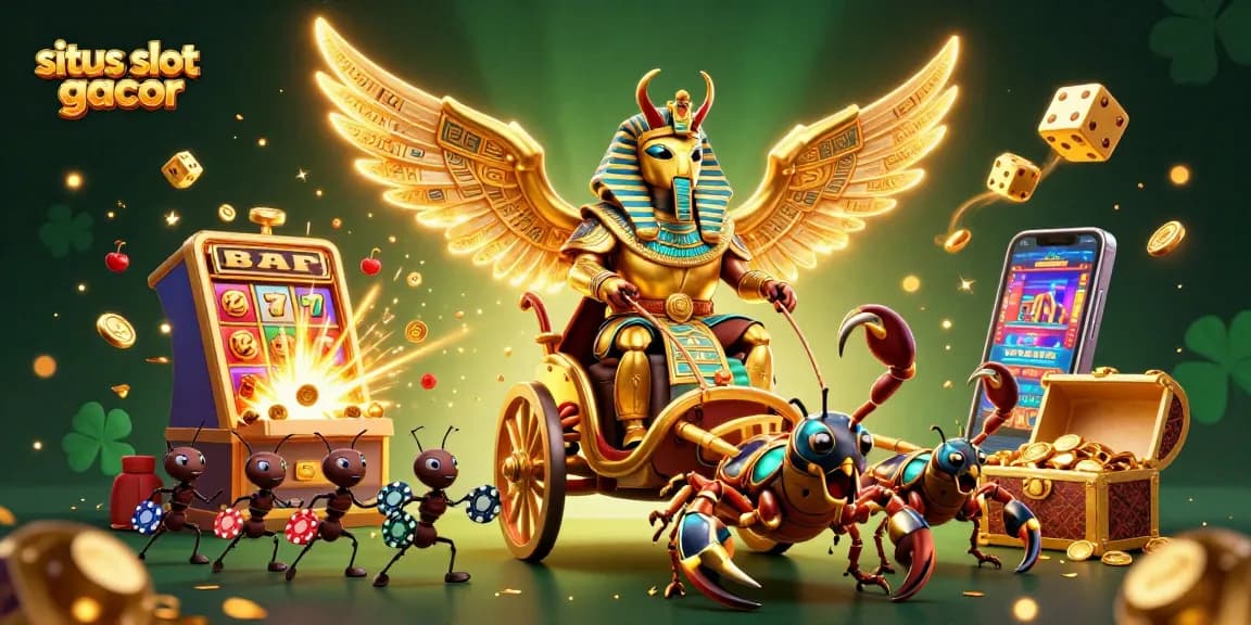 Experience the thrill of winning at situs slot gacor with colossal characters and vibrant casino elements.