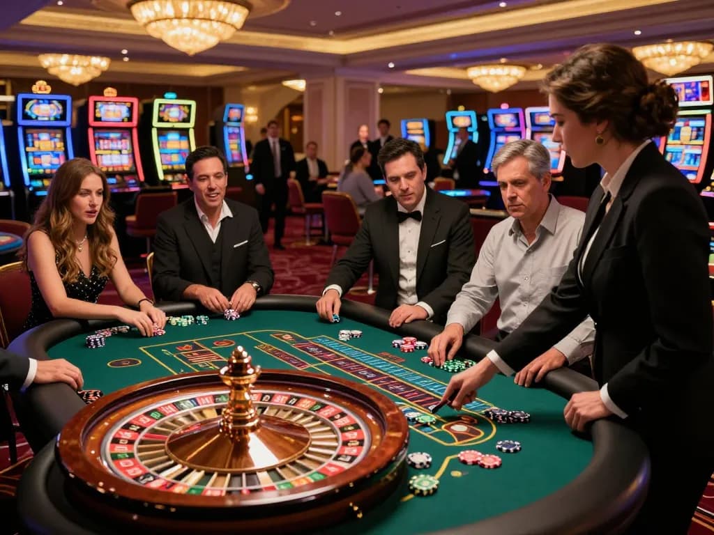 Players engage at the roulette table in a lively casino atmosphere on https://tg88uk.com/, highlighting excitement and strategy.
