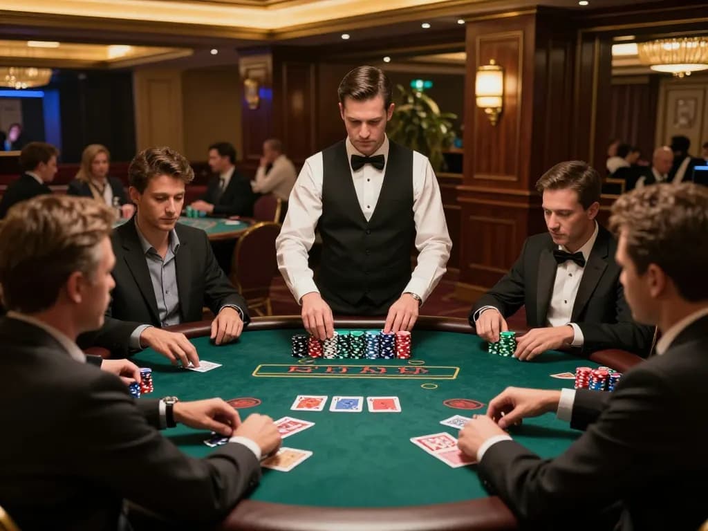 Players enjoying an engaging blackjack game at the cm88 casino table, showcasing excitement and strategy.