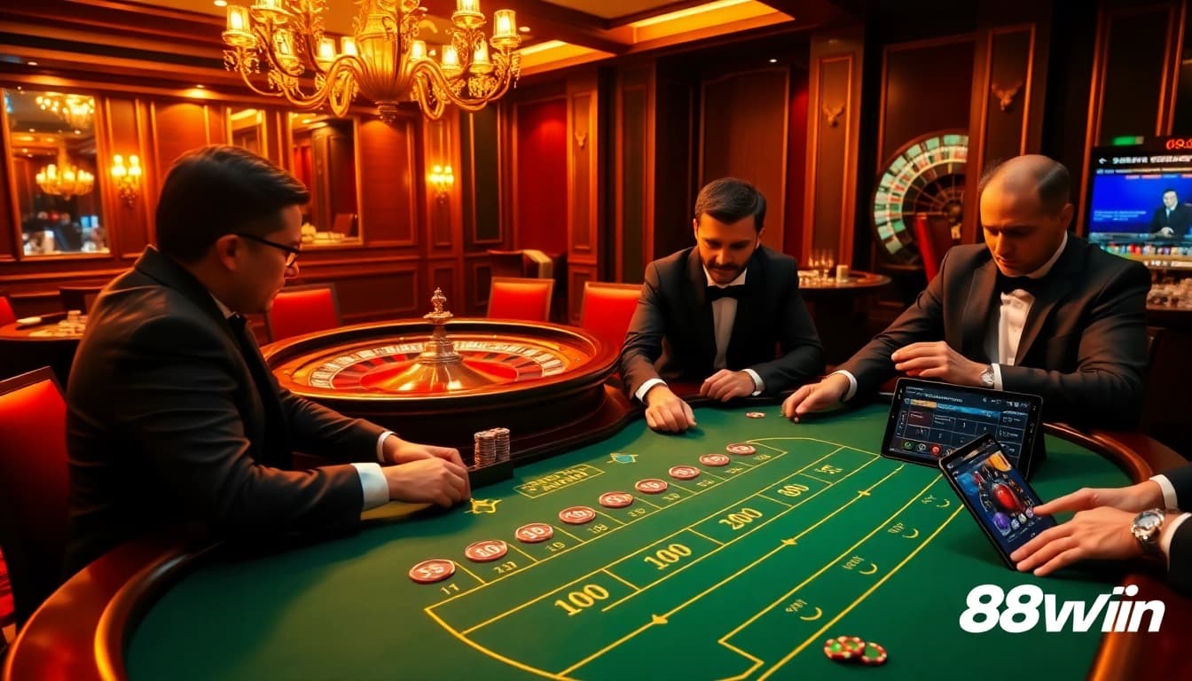 Experience the thrilling gameplay at 98win with a vibrant blackjack table and a roulette wheel.
