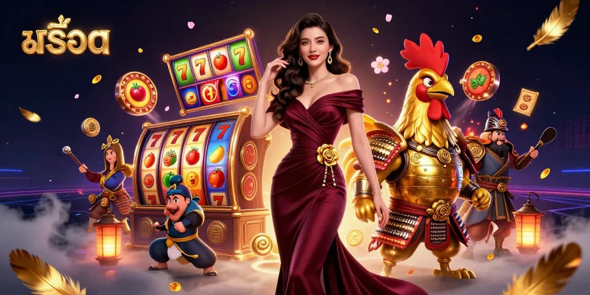 Experience thrilling สล็อต action with colorful elements and iconic gaming symbols in this vibrant illustration.