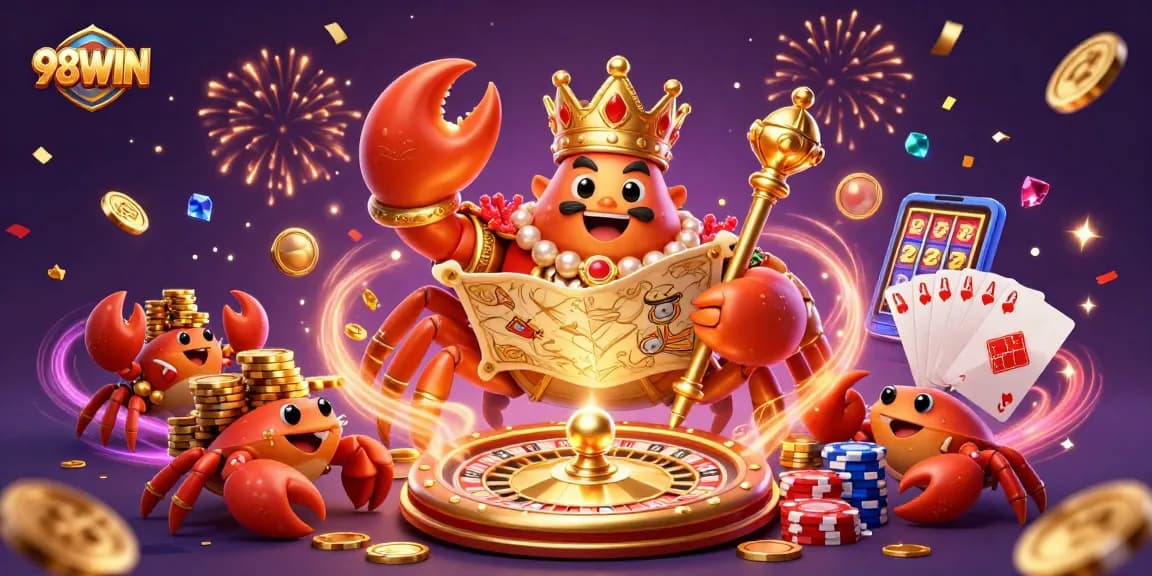 Experience excitement at 98WIN with a royal crab emperor and golden treasures!