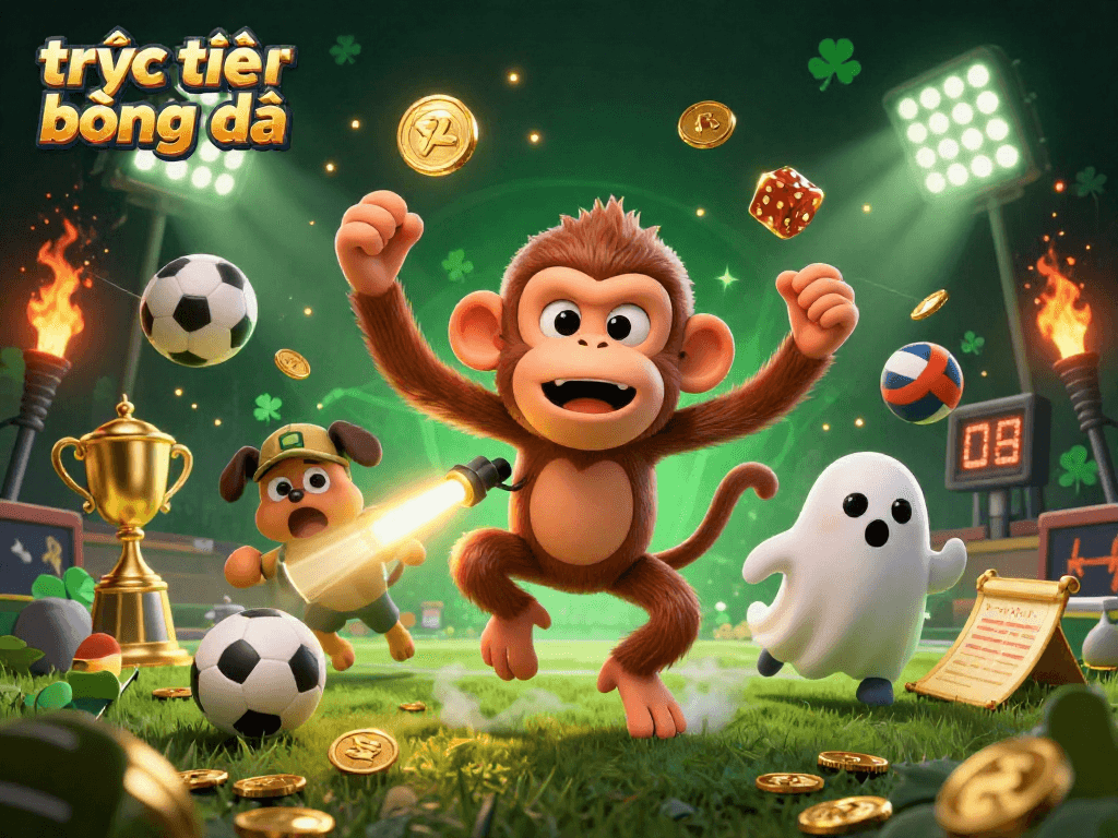 Experience trực tiếp bóng đá with our vibrant sports betting scene, showcasing playful elements and dynamic action.