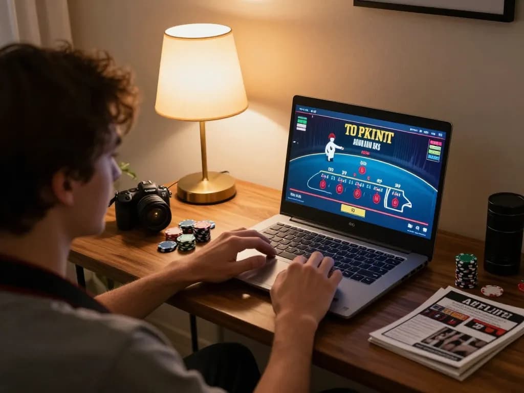 Player enjoying online blackjack at home on LV88, focusing on strategy and responsible gambling.