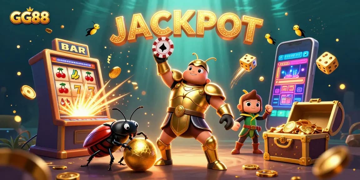Experience the thrill of GG88 with a dynamic jackpot scene showcasing vibrant casino elements.