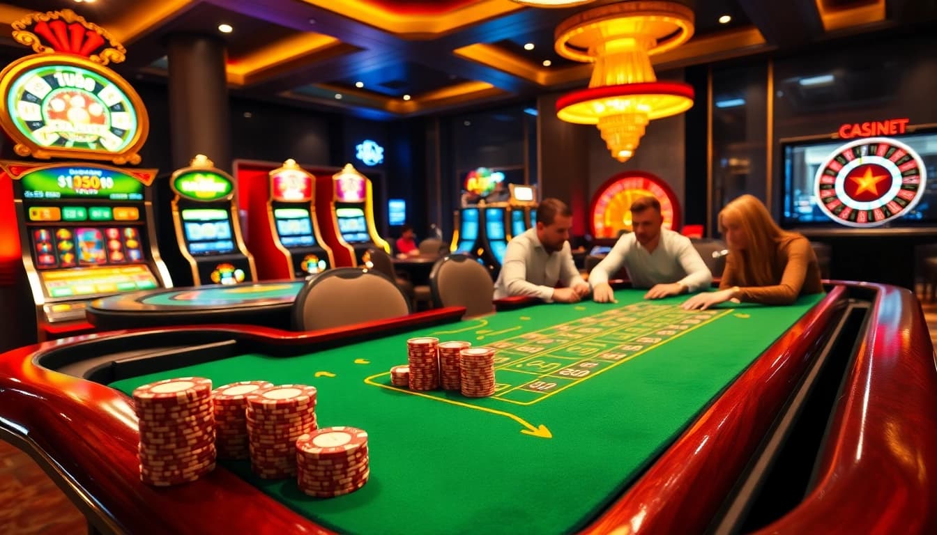 Exciting action at a casino table, featuring https://ok8386.autos/ as a vibrant backdrop for thrilling gambling experiences.