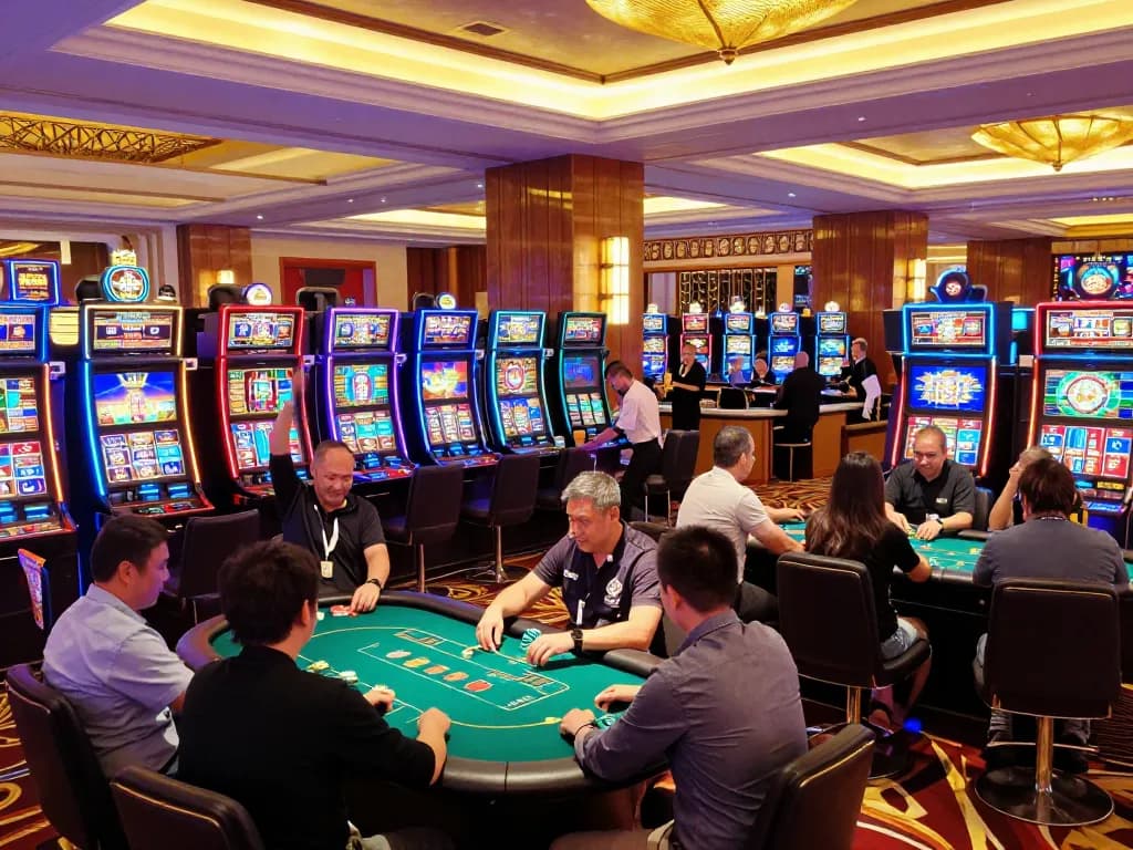 Players engaging with slots and enjoying the vibrant atmosphere at TR88 casino