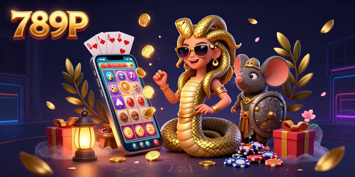 Spin the reels of 789P's vibrant casino world filled with golden coins and exciting games.
