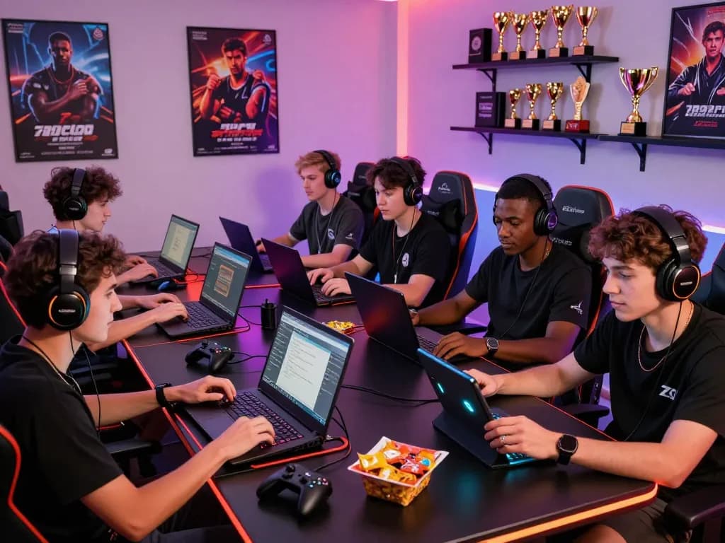 Engaged friends enjoying gaming on 789club with vibrant atmosphere and gaming accessories