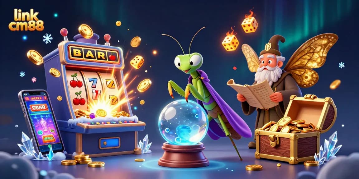 Engage with the vibrant excitement of link cm88 as a fortune teller and librarian reveal winning insights in an enchanting casino scene.