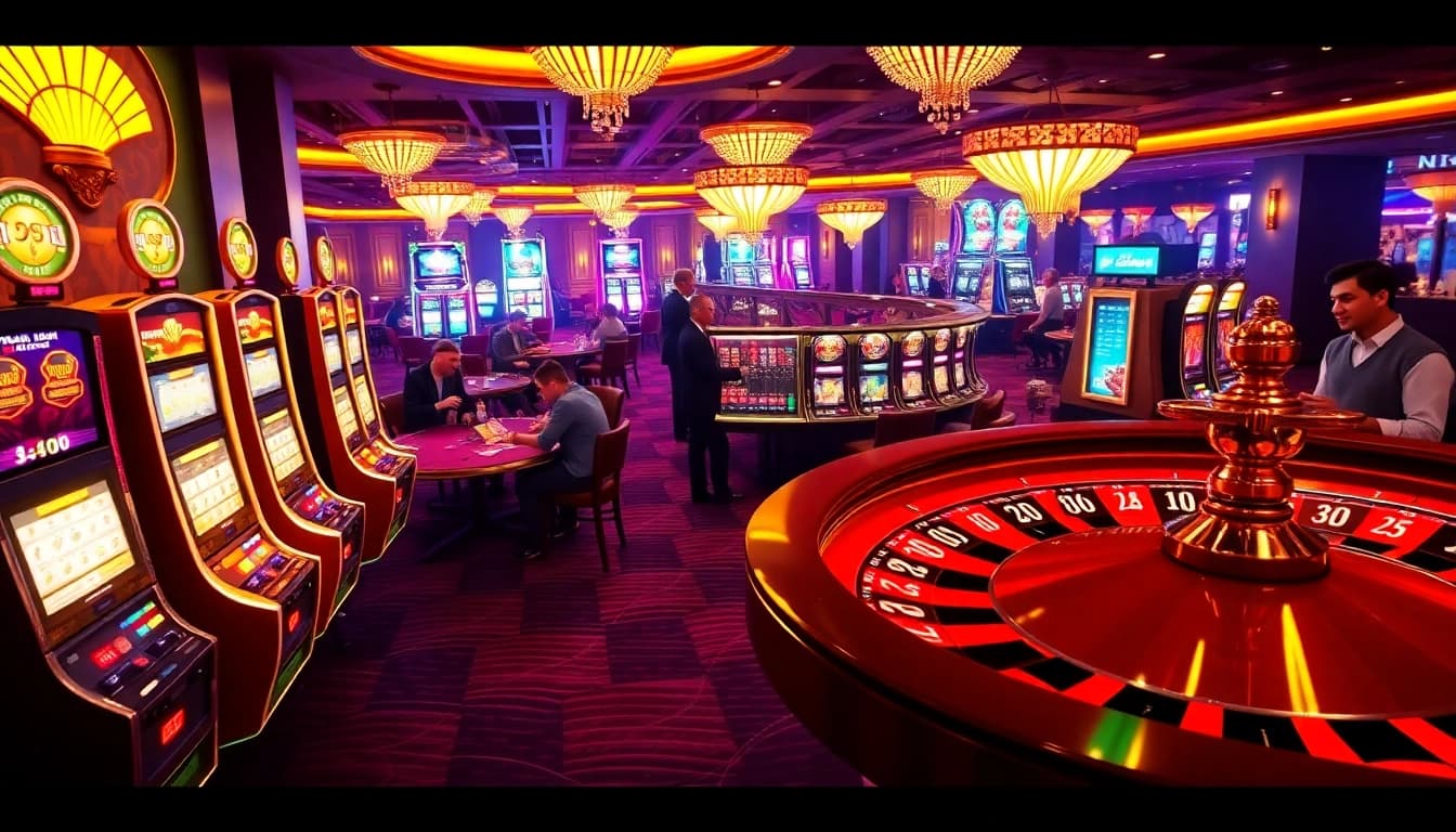 Experience the thrill of winning at https://rr9977.com/ in a vibrant casino with slot machines and poker tables.