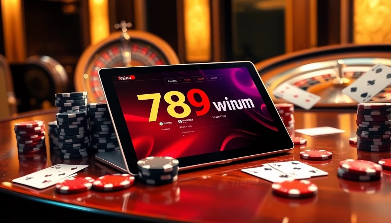 Engage with 789win.com’s sophisticated online casino platform featuring vibrant poker chips, roulette wheel, and cards in action