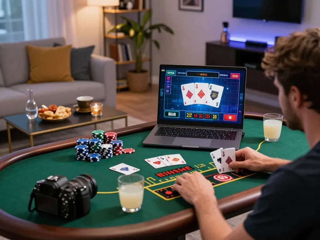 Engaging in online casino gaming on TR88 platform with live dealer action and personal setup.