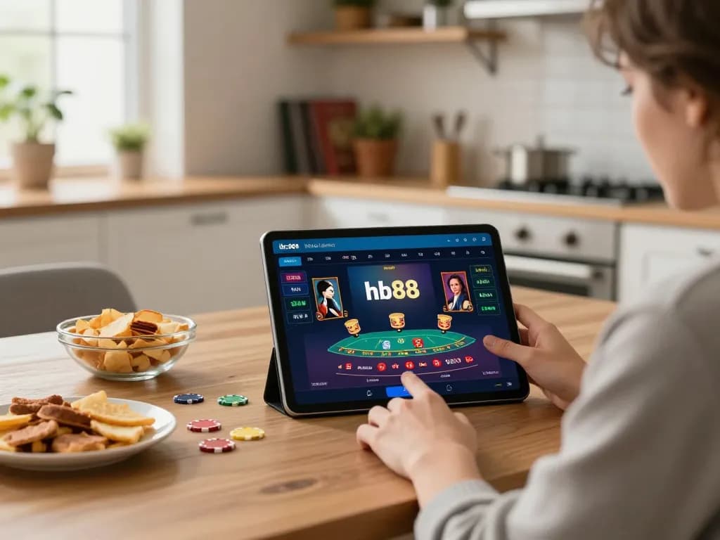 Experience thrilling online gaming with hb88 app on a tablet, featuring live dealer blackjack.