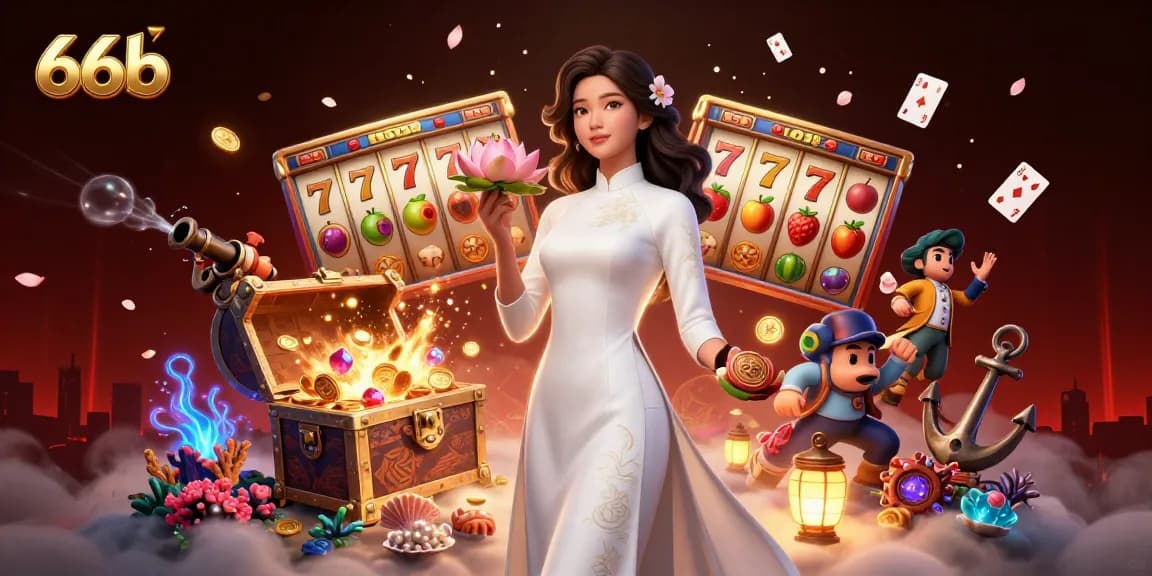 Engage in thrilling casino action with 66b as players spin slot reels for jackpots with vibrant symbols.