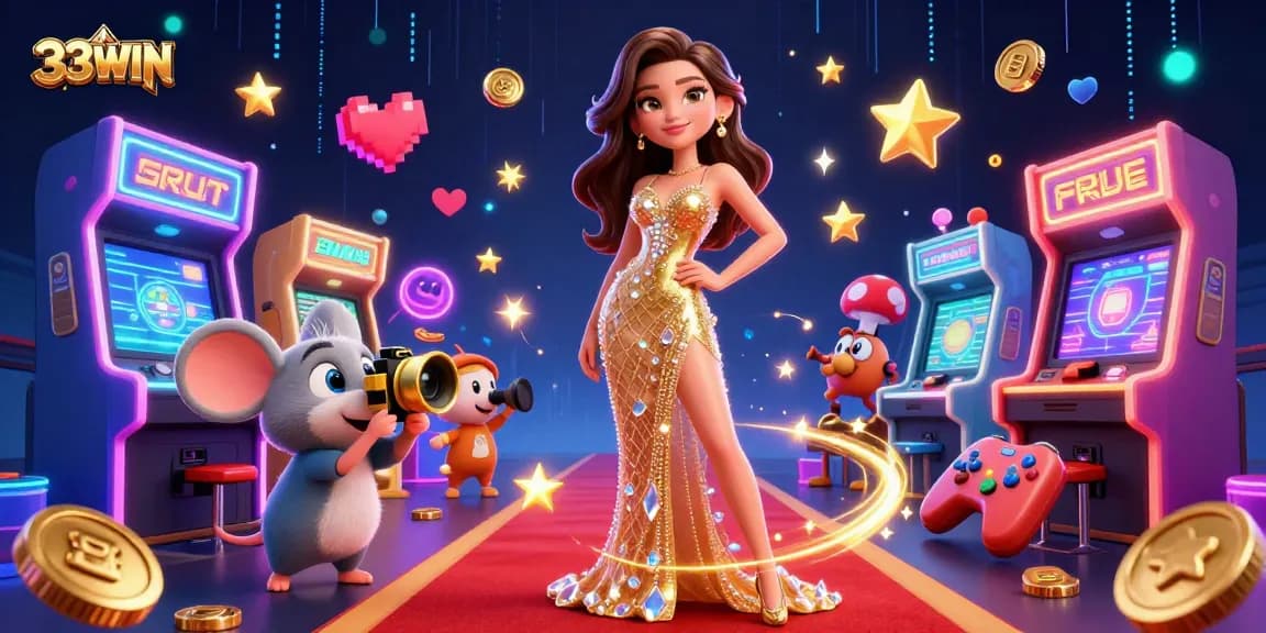 Experience the thrill of 33WIN with a stunning casino scene featuring vibrant gaming elements.