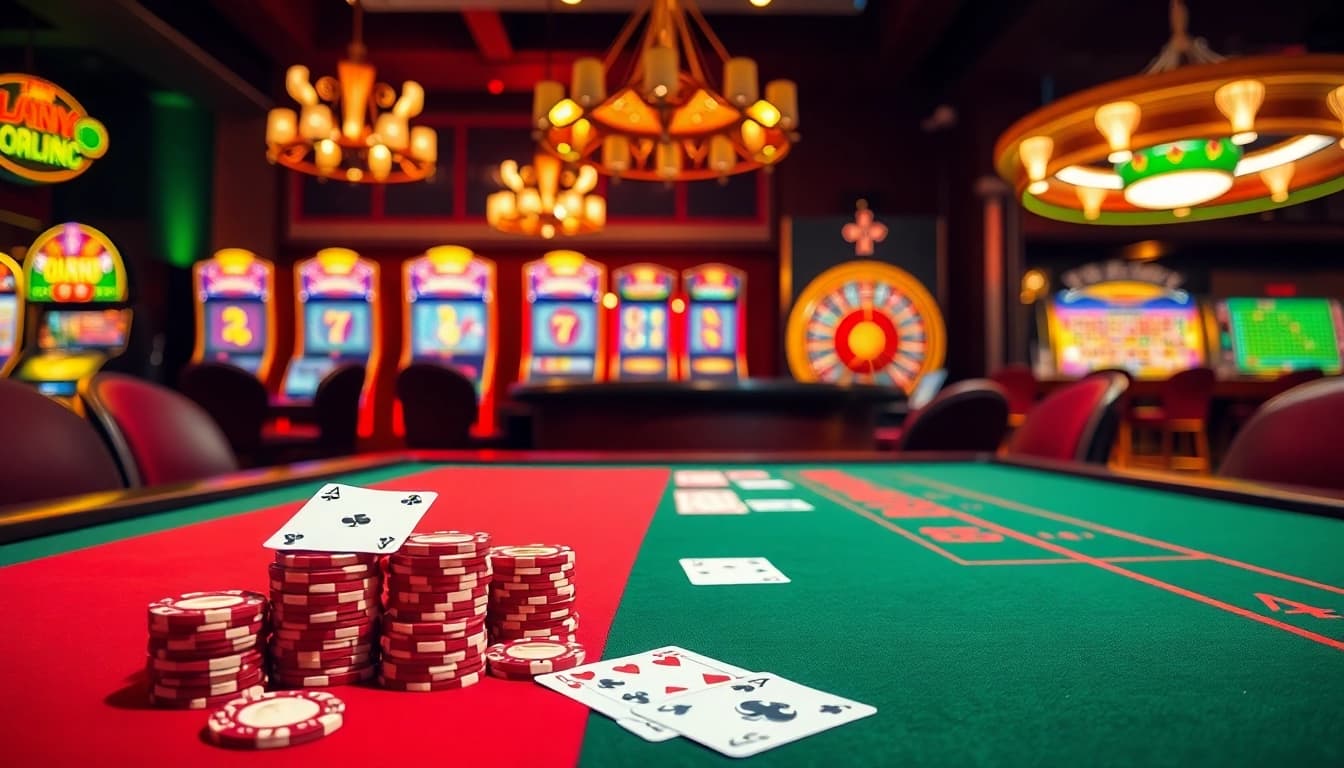 Tỷ lệ nhà cái displayed on an elegant casino table with poker chips and cards.