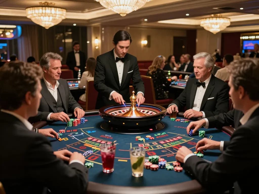 Players enjoy a thrilling roulette experience at B52club casino, showcasing a vibrant gaming atmosphere