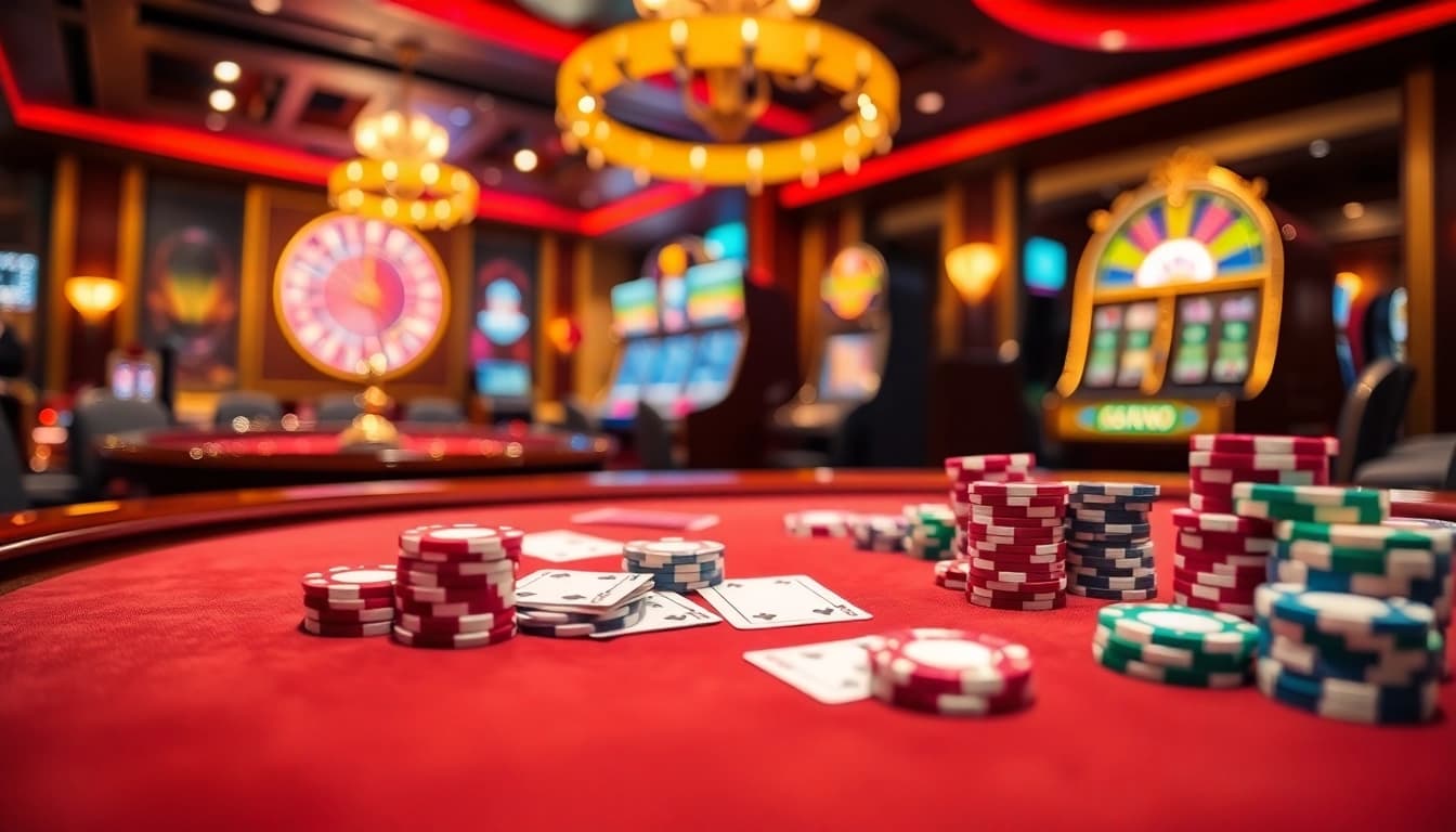 Experience the thrill of winning at https://luckywinn.us.com/ with an engaging card game in a vibrant casino.