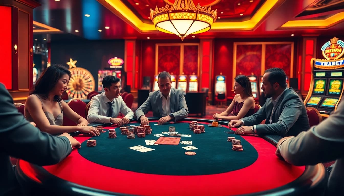THABET poker game excitement with luxury ambiance and professional players.