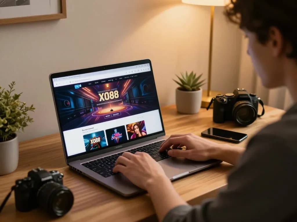 Player engaging with the XO88 online casino from a cozy setup, highlighting strategic gameplay.