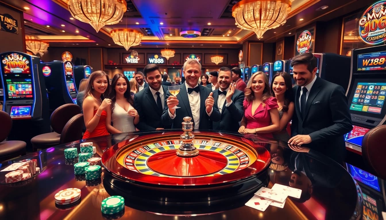 Gamblers enjoy a dynamic atmosphere at W188 with roulette and poker action.