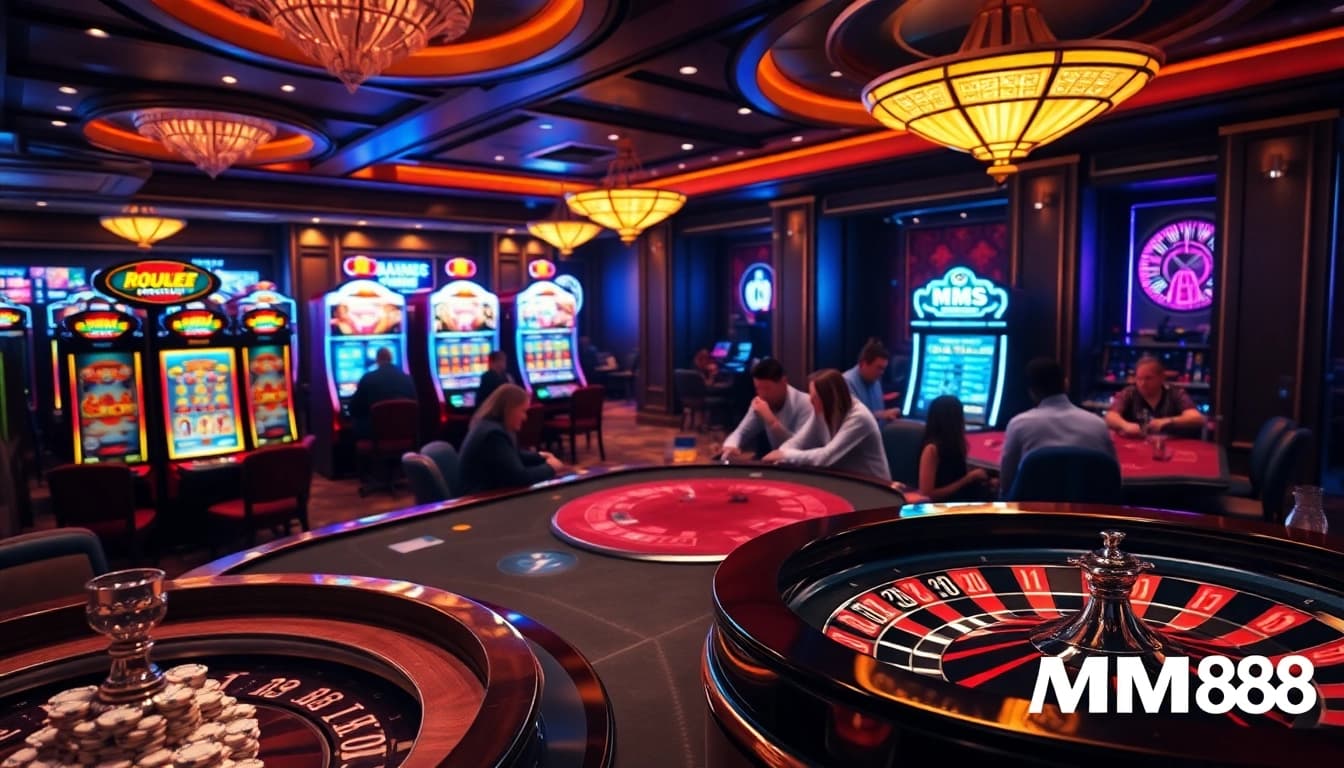 Players strategizing their bets at an MM88 casino table, showcasing the thrill of gambling.