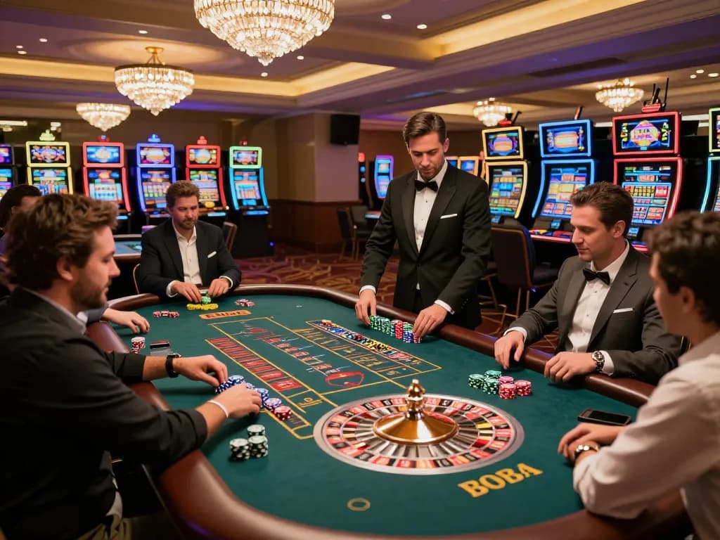 Players enjoying roulette action at fly888x casino, showcasing excitement and strategic betting.