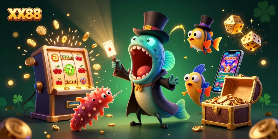 Experience the magic of XX88 online gaming with vibrant 3D characters and thrilling casino elements.