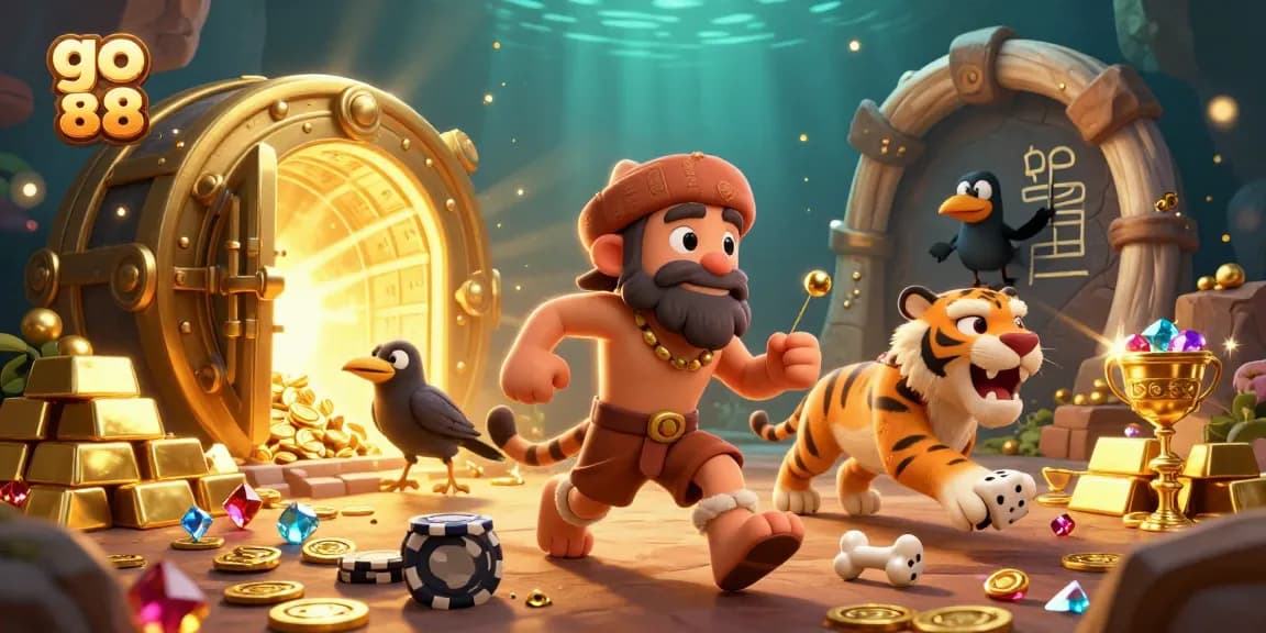 Engage with the go 88 gaming experience as cavemen and a sabertooth tiger run a prehistoric casino.