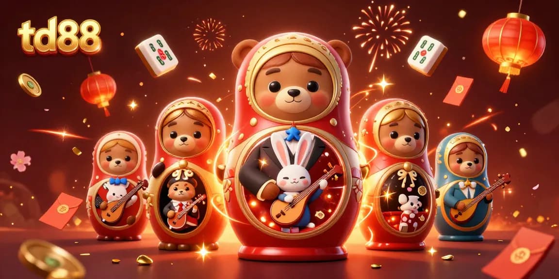 Play interactive casino games at td88 featuring colorful characters and vibrant decorations.