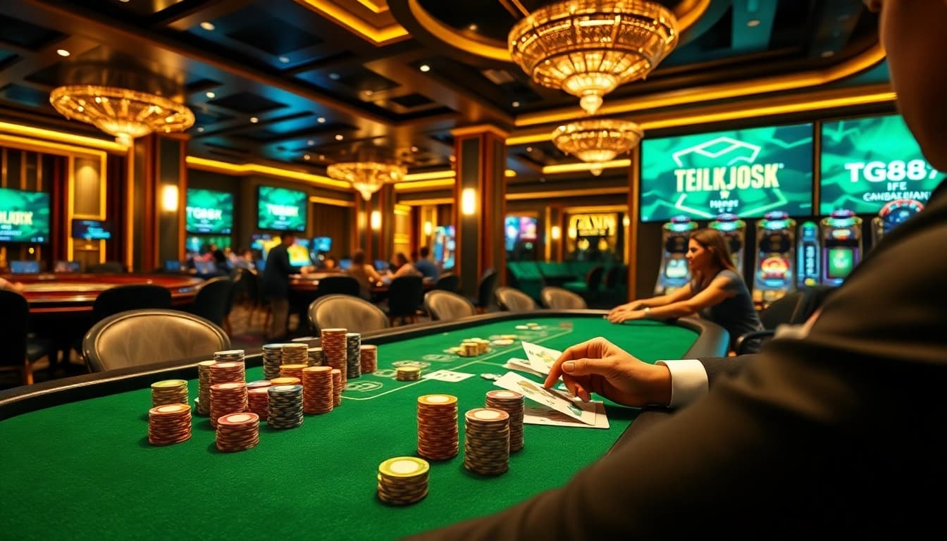 Analyzing blackjack strategy with https://tg88.actor/ branded poker chips and cards on casino table