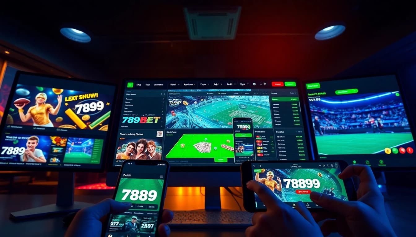 Online betting interface showcasing 789bet casino games and sports events with vibrant graphics.