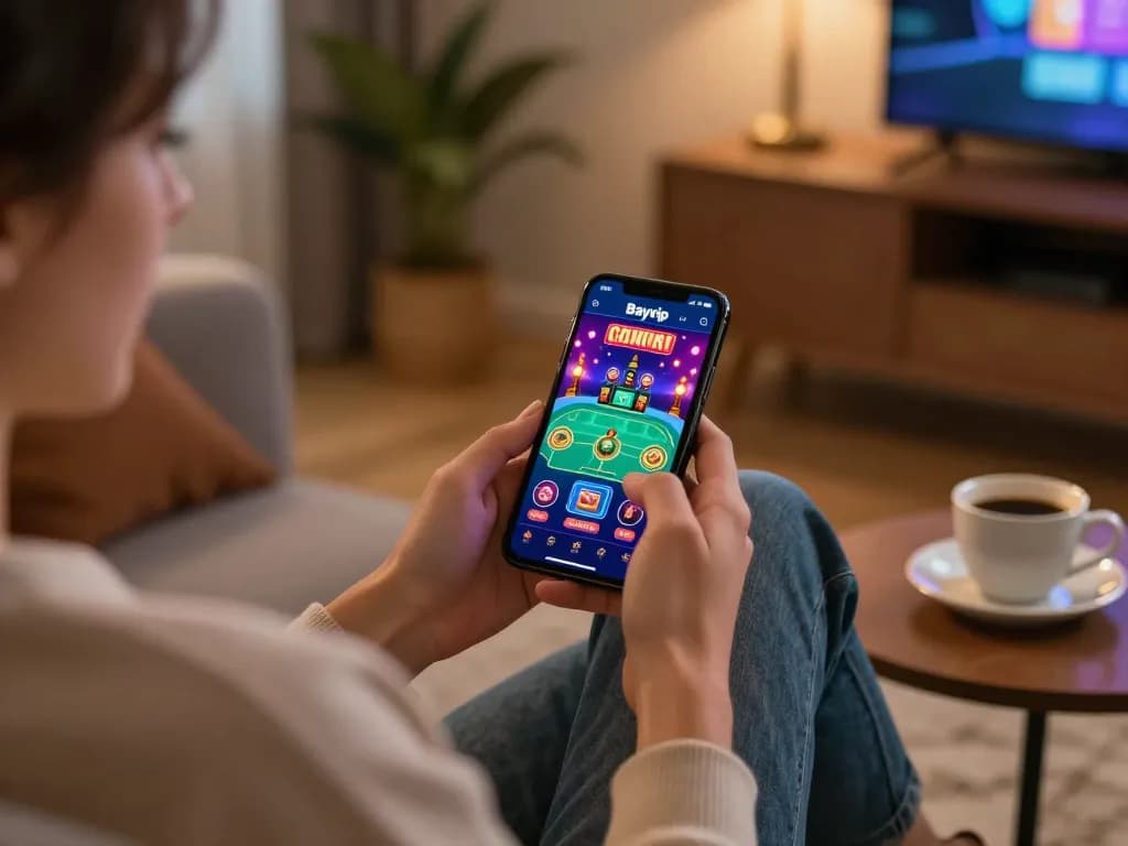 Play Bayvip live dealer games on mobile in a cozy home environment with vibrant graphics