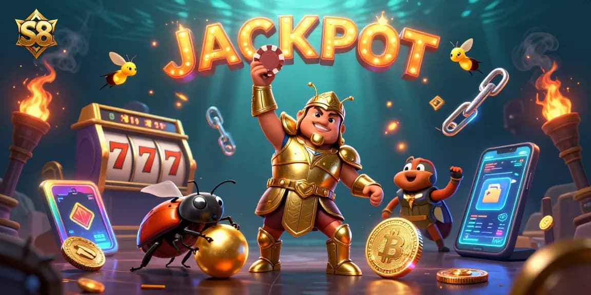 Experience the thrill of S8 with jackpot wins and dynamic slot action illustrated vividly.